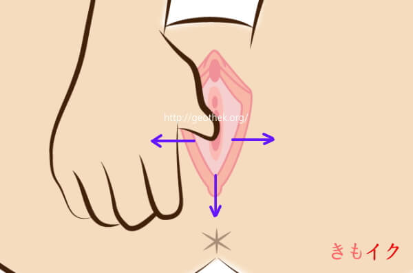 カップルにおすすめの性感マッサージのやり方７　親指で膣内の壁を指圧している画像