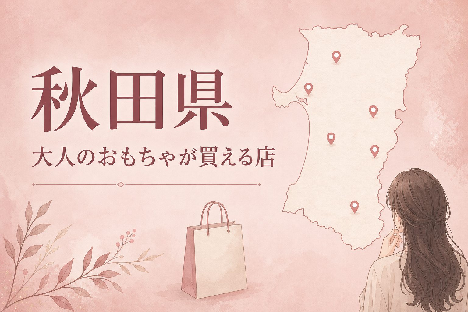 秋田県で大人のおもちゃ（アダルトグッズ）が買える店の地図とアイキャッチ