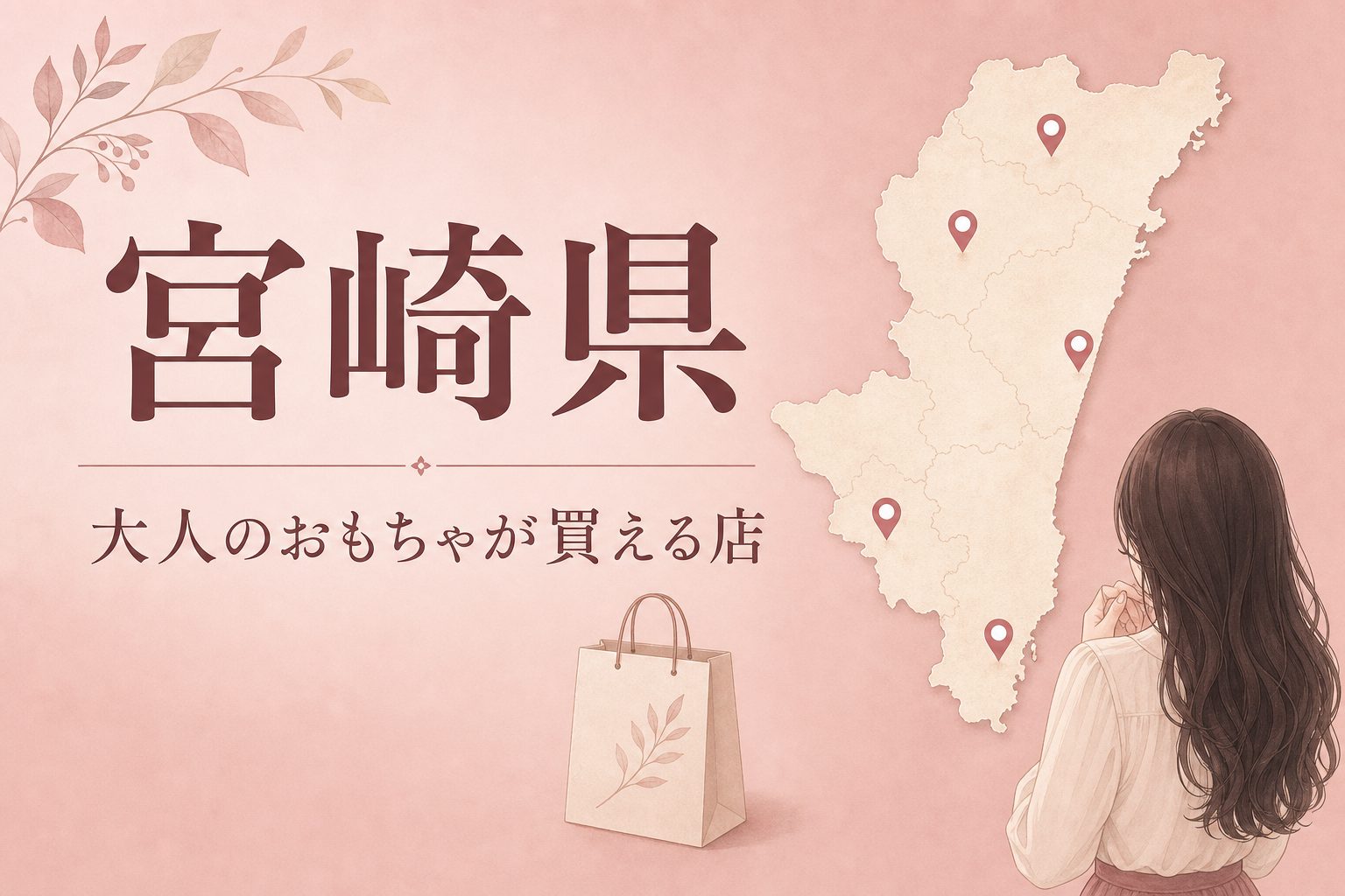 宮崎県で大人のおもちゃ(アダルトグッズ)が買える店の地図とアイキャッチ